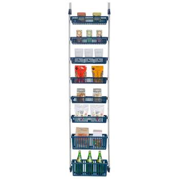 Smart Design 8-Tier Over The Door Hanging Pantry Organizer with 6 full Baskets and 2 Deep Baskets Blue