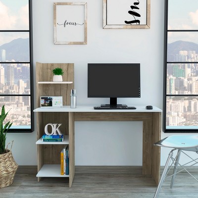 INFURNIC Desks Writing Desk with Four Shelves Spacious Surface and Modern Storage Design, Multicolored, 17.7"*47.2"*17.7"