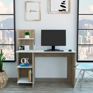INFURNIC Desks Writing Desk with Four Shelves Spacious Surface and Modern Storage Design, Multicolored, 17.7"*47.2"*17.7" - 1 of 4