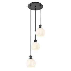 White Venetian - 3 Light Cord Hung Multi Pendant In Modern Style-12.25 Inches Tall and 12.5 Inches Wide - 1 of 1
