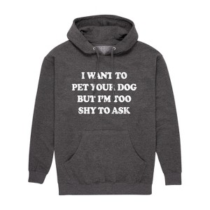 Men's - Instant Message - I Want To Pet Your Dog Graphic Fleece Pullover Hoodie - 1 of 4