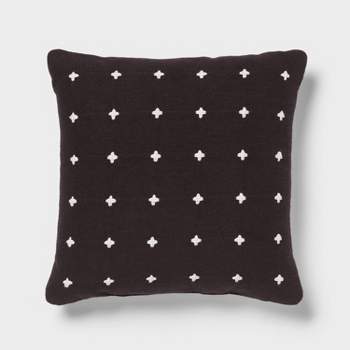 Mod Plus Stitch Square Edge Pillow Black/Ivory - Threshold™