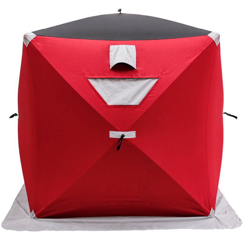 Costway Portable Pop-up 2-person Ice Shelter Fishing Tent Shanty w/ Bag Ice Anchors Red, 4 of 10