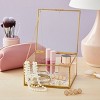Zodaca Small Glass Jewelry Box for Keepsakes, Jewelry Organizer Storage with Gold Metal Frame, Hinge Lid, Clear Vintage Floral Design, 6 x 3 In - 2 of 4