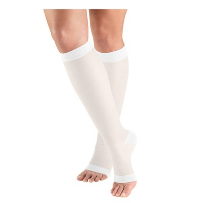 Truform Sheer Compression Stockings, 15-20 mmHg, Women's Knee High Length, Open Toe, 20 Denier