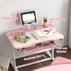 INFURNIC Kids Table Sets Height Adjustable Desk and Chair Set with Tilt Top and Book Stand for Study, Pink, 31.5"*19.7"*40.2" - 4 of 4