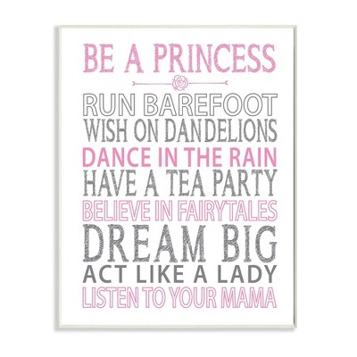 Be A Princess Pink Typog Wall Plaque Art (10"x15"x0.5") - Stupell Industries