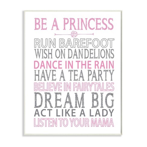 Be A Princess Pink Typog Kids' Wall Plaque Art (10