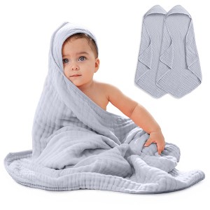Baby Hooded Muslin Cotton Towel for Kids by Comfy Cubs - 1 of 4