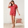 Allegra K Womens Short Sleeve Notch Collar Piped Button Down Sleepwear Polka Dots Pajama Sets - 2 of 4