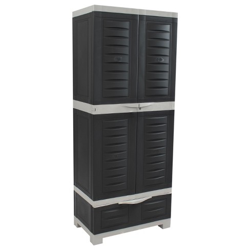 Sunnydaze Versatile Storage Cabinet with 3 Adjustable Shelves and Lockable Doors - Gray - 57.5" - image 1 of 4