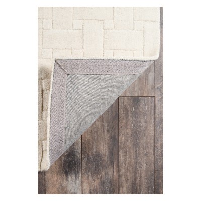 Ivory Geometric Hand Tufted Wool Rectangular Rug