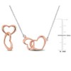EVERLY JEWELRY | Silver Double Heart Charm Necklace and Drop Earrings set -17.5 in-Multiple Metal Color Option - 3 of 4