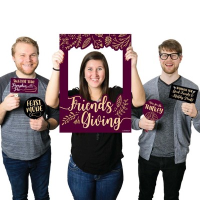 Big Dot of Happiness Elegant Thankful for Friends - Friendsgiving Thanksgiving Party Photo Booth Picture Frame and Props - Printed on Sturdy Material