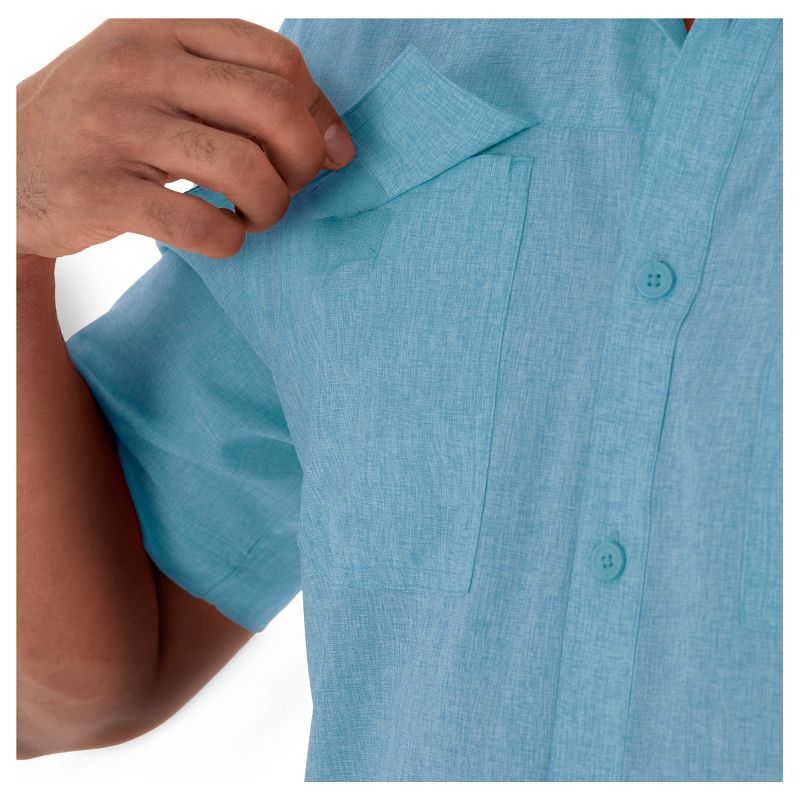 Guy Harvey Men's Short Sleeve Heather Textured Cationic Blue Fishing Shirt, 4 of 5