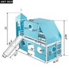 Low Loft Bed Twin Size with Slide and Storage Stairs, Wood Plyhouse Loft Bed with Tent & Tower for Boys & Girls - 2 of 4