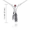 Slickblue Women’s Silver Irish Dance Shoes Necklace with Emerald Gem, Sterling Pendant, Celtic Style, Red, 18" - 2 of 4