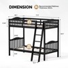 Karl Home Twin Over Twin Solid Wood Bunk Bed for Kids and Adults, No Box Spring Required, Black and Brown - 2 of 4