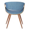 FurniFact,Walnut and Blue Mid Century Modern Dining Chair with Fabric Upholstery - 4 of 4