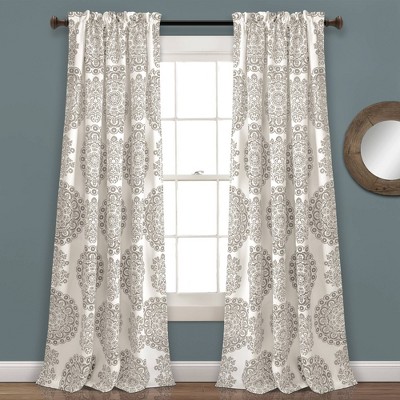 Set of 2 Evelyn Medallion Light Filtering Window Curtain - Lush Décor