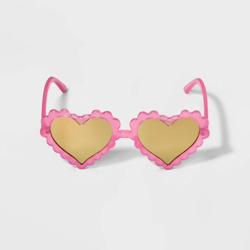 Girls&#39; Scalloped Heart Sunglasses - Cat &#38; Jack&#8482; Pink, 1 of 3