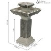 Sunnydaze 25" H Electric Resin 2-Tier Outdoor Square Bird Bath Water Fountain with LED Lights - 3 of 4