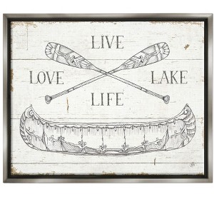 Stupell Industries Live Love Lake Rustic Canoe Oars Floater Canvas Wall Art - 1 of 4