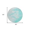 Aqua Ivory And Teal Blue Abstract Washable Indoor Outdoor Area Rug - 3 of 4