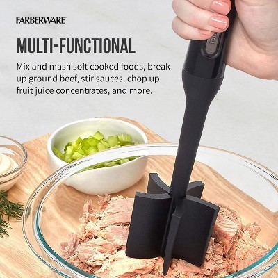 Black 10-Inch Heat Resistant Nylon Meat and Potato Masher
