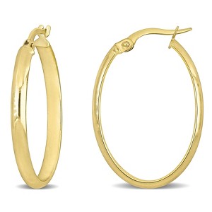 EVERLY JEWELRY | 10k Gold Oval Shaped Hoop Earrings - Multiple Metal Color Options - 1 of 4