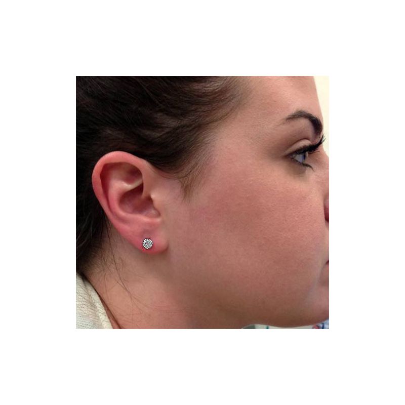 Pompeii3 1 1/4ct 14K White Round Cut Studs Earrings Screw Back, 4 of 6