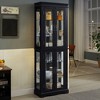 Glass and Wood Lighted Multi-Tier Curio Display Cabinet with Adjustable Shelves, Internal Light and Movable Partition for Living Room - 4 of 4