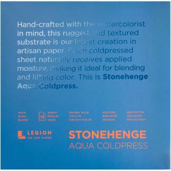 Stonehenge Aqua Block Coldpress Pad 7"X7" 15 Sheets/Pkg-White 140lb