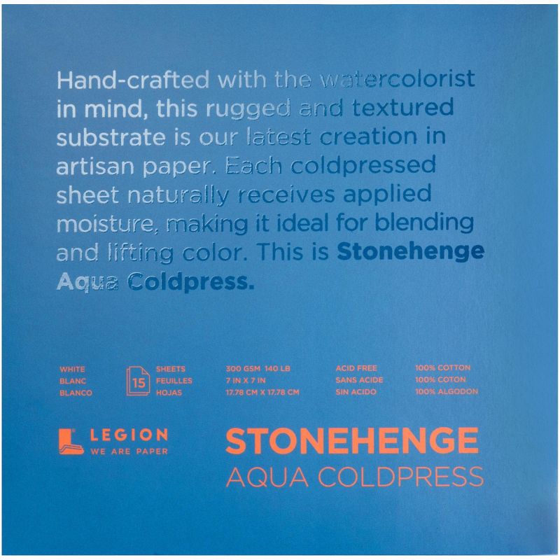 Stonehenge Aqua Block Coldpress Pad 7"X7" 15 Sheets/Pkg-White 140lb, 1 of 3