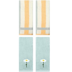 REGALWOVEN 4 Pcs Cotton Bathroom Soft Absorbent Cotton Hand Towels - 1 of 4
