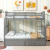 Racxily Twin Over Full Bunk Bed with Storage Drawers, Wooden Bunk Bed with Ladder & Guard Rails, Beige/White/Black/Gray - 3 of 4