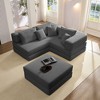118.2'' Oversized Corduroy L-Shaped Sectional Sofa Couch Set with 6 Pillows, Modular DIY Combination Sofa for Living Room, Apartment or Bedroom - 4 of 4