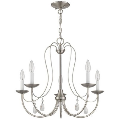 Elegant Brushed Nickel 5-Light Chandelier with Candelabra Bulbs