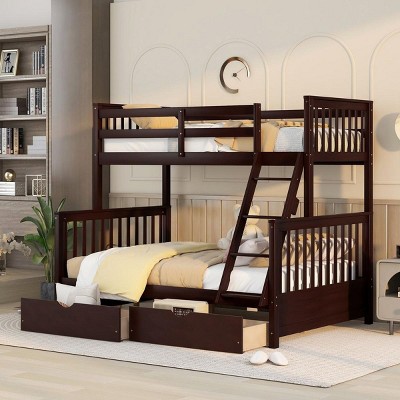 Streamdale Twin-Over-Full Bunk Bed with Ladders and Two Storage Drawers (Espresso)