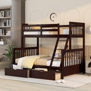 Streamdale Twin-Over-Full Bunk Bed with Ladders and Two Storage Drawers (Espresso) - 1 of 4
