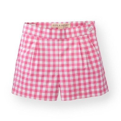 Hope & Henry Baby Girls' Pink Gingham Pleat Short, Pink Gingham, 18-24 Months