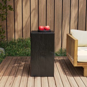 Grungis 33.75"H Square-Column End Tables for Patio,Wood-Like Distressed Finish and Mix with Different Heights for Outdoor and Indoor Use - 1 of 4