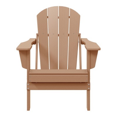 Teak HDPE Folding Adirondack Chair with Wide Armrests