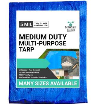 Moose Supply 5 Mil Waterproof Blue Poly Tarp Covers with Grommets