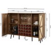 38.2"H Rustic Wood Faux Rattan Storage Cabinet with Square Compartments, Racks, 2 Doors and Removable Shelves, 4Q -ModernLuxe - 4 of 4