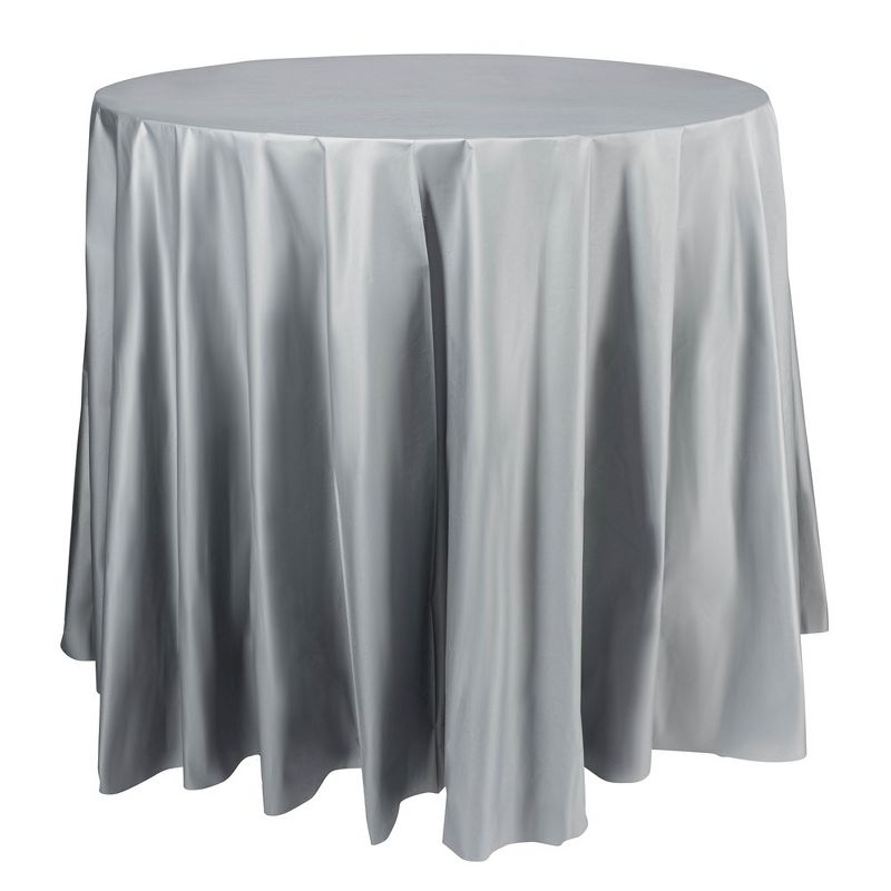 Smarty Had A Party Silver Round Disposable Plastic Tablecloths (84") (96 Tablecloths), 1 of 2