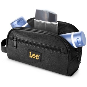 Lee Men's Toiletry Bag, PU Leather Travel Dopp Kit, Water-Resistant Men's Travel Size Toiletries Containers, Travel Essentials Hanging Cosmetic Bag - 1 of 4