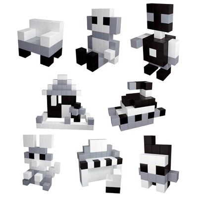 PICASSO-TILES 101 PC Black and White Magnetic Building Puzzle Cubes Set for Kids Ages 3+