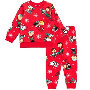 PEANUTS Christmas Baby Fleece Sweatshirt and Jogger Pants Outfit Set Newborn to Infant - 1 of 4