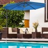 Costway 10' Hanging Umbrella Patio Sun Shade Offset Outdoor Market W/ Cross Base Blue - 4 of 4